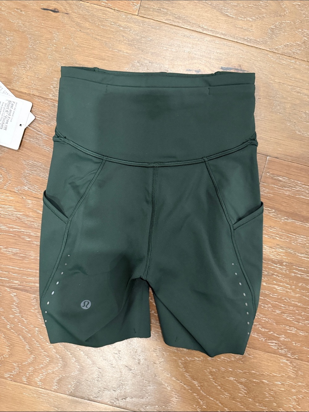 lululemon athletica High-Rise Forest Green Bike Shorts with Side Pockets UV 40+